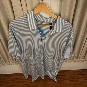 Adidas Golf Polo - Light blue striped, XL